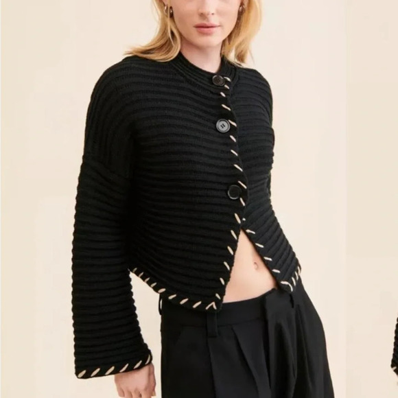 Saemdi Textured Knit Bell Sleeve Cardigan for free people - Picture 5 of 8